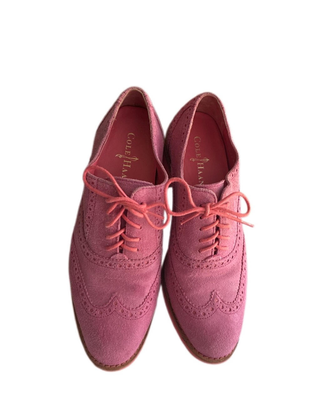 Cole Haan Pink Suede Wingtip Loafers